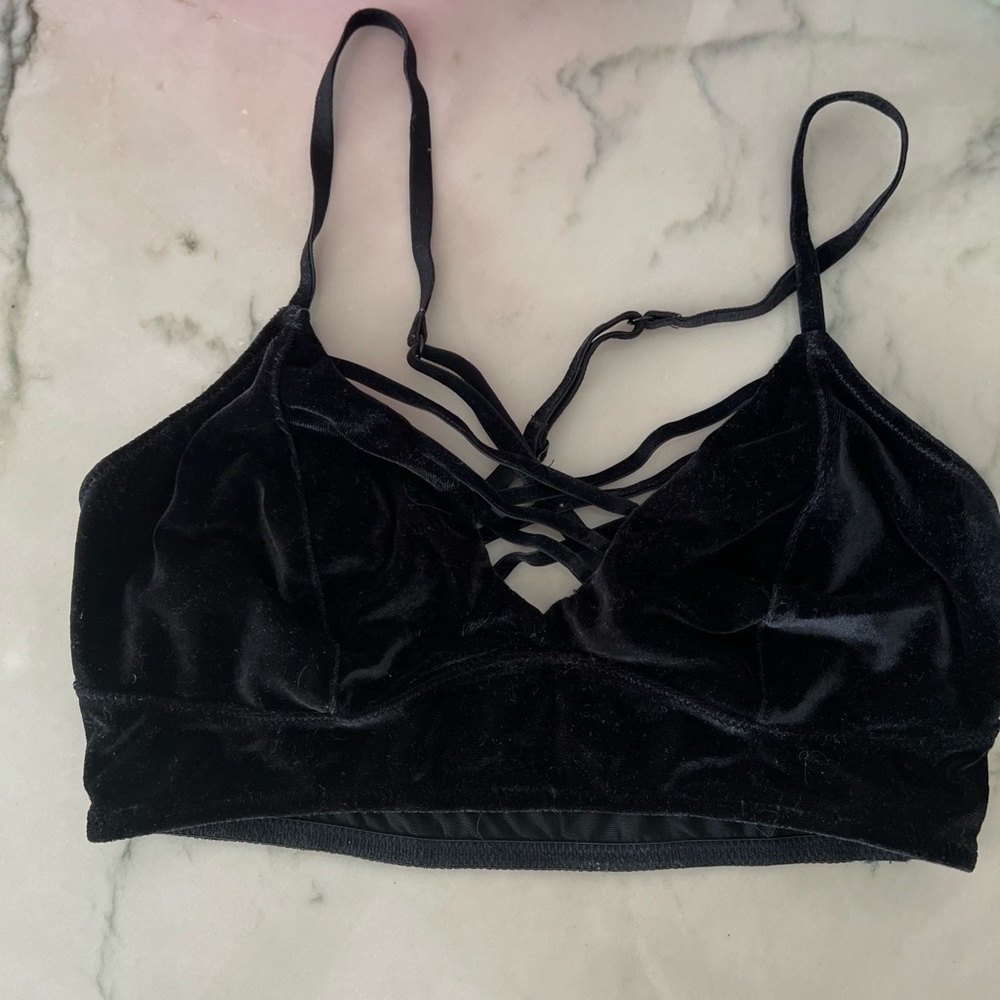 Xhilaration Black velvet Bralette sz S pre loved